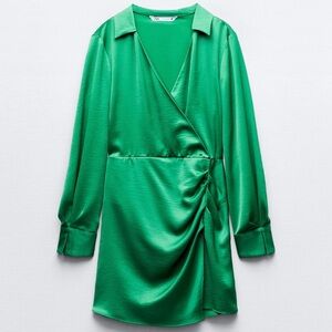 Zara Vibrant Green Wrap Dress S/M
